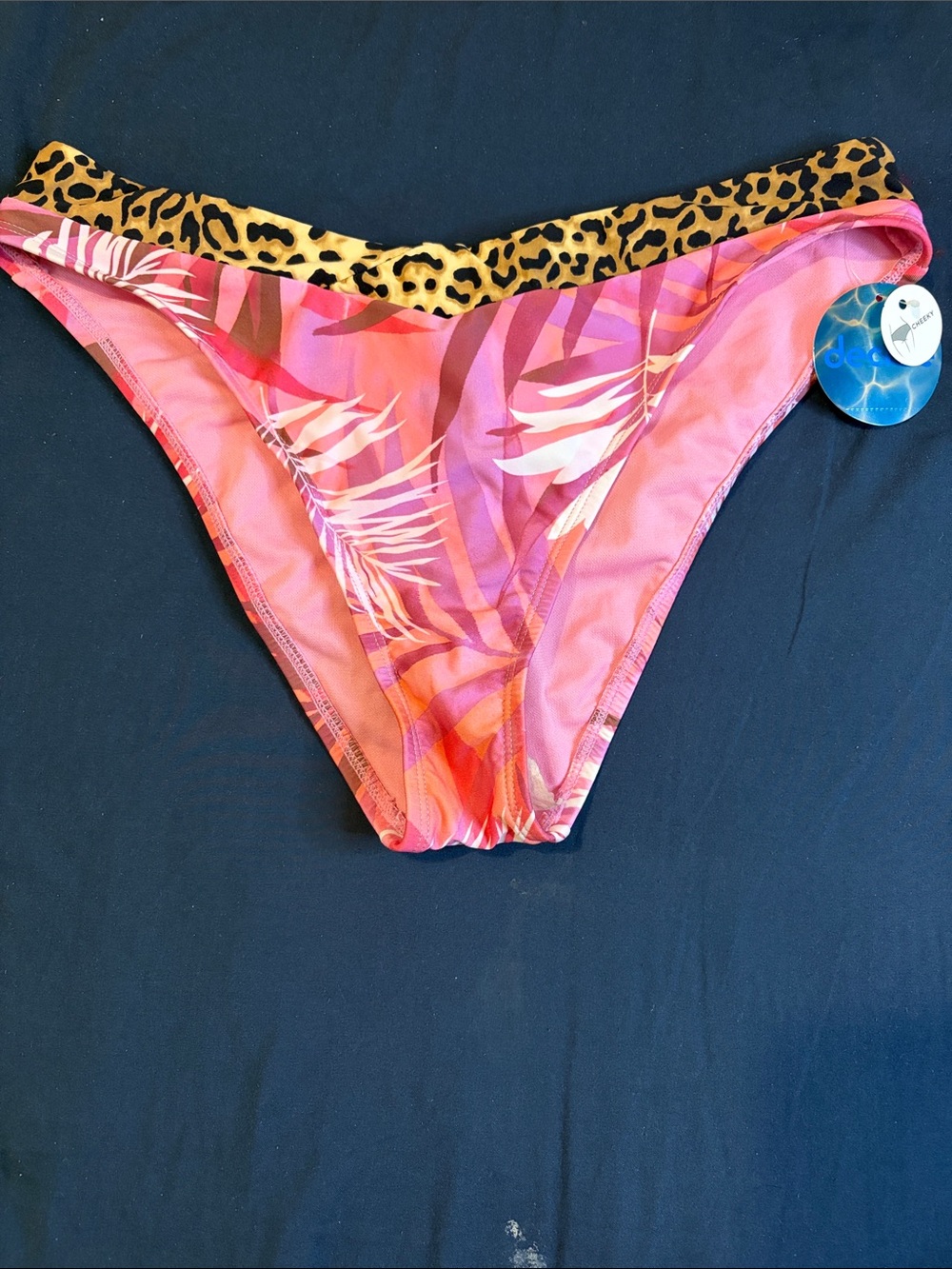 Decree Pink Tropical & Leopard Print Bikini Bottom